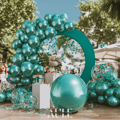 AULE 100Pcs Metallic Green Balloons Different Sizes 18/12/10/5 inch Teal Chrome Latex Shiny Helium Balloons Party Decorati...
