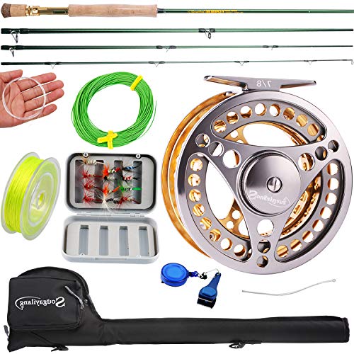 Sougayilang Fly Fishing Rod Reel Combos with Lightweight Portable Fly Rod and CNC-machined Aluminum Alloy Fly Reel,Fly Fis...