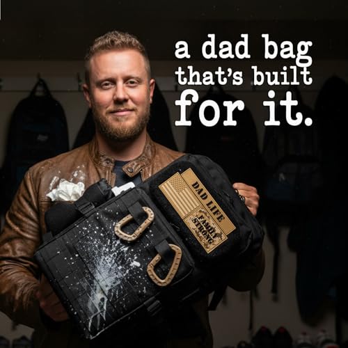 ActiveDoodie Dad Diaper Bag for Men with Removable Patches, Waterproof Tri-fold Changing Pad, Insulated Pouches, Molle Web...