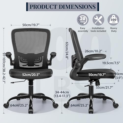 FelixKing Office Chair - Ergonomic Desk Chair with Adjustable Height, 360° Swivel, Flip-up Armrests, Flexible Tilt, Comfy ...