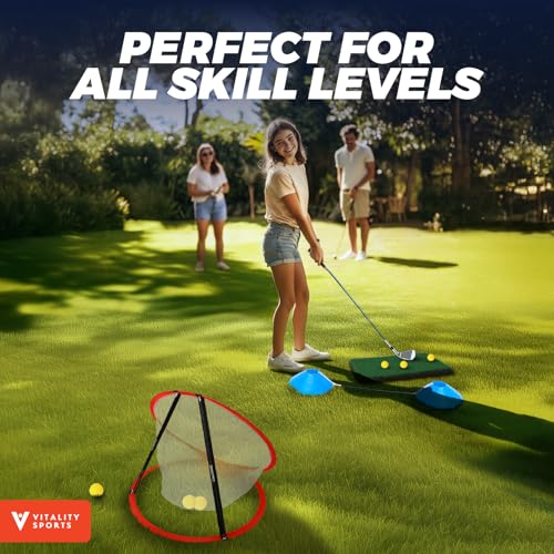 Vitality Sports Golf Chipping Net, 3PCS Pop-Up Golf Practice Net for Backyard, Indoor Outdoor Chipping Game with 3 Target...