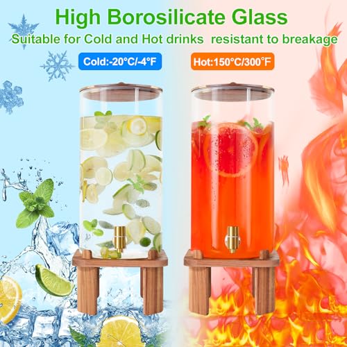 3 Gallon Extra Large Drink Dispenser for Parties,Glass Beverage Dispenser with Stand,Water Drink Dispenser with Airtight V...