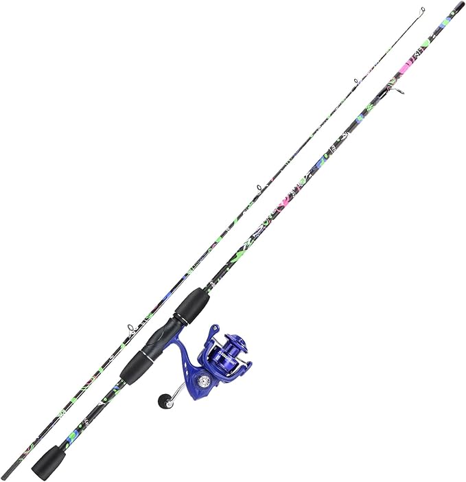 Sougayilang Fishing Rod Combo, 2-Piece 6-Foot Graphite & Fiberglass Rod with Anti-Reverse Spinning Fishing Reel (1Pack/2Pack)