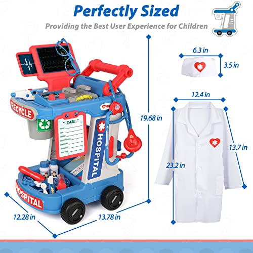 Liberry Doctor Kit for Toddlers Ages 2 3 4 5, Pretend Kids Doctor Playset with Cart, Costume and Stethoscope, Role Play Me...