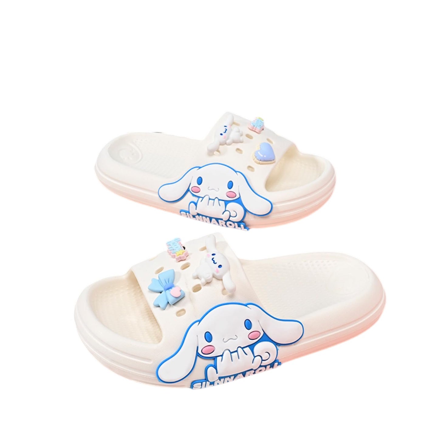 Girls Slippers Cute Cartoon Slides Lightweight Non-Slip Sandals Quick-Drying Shower Slides Shoes for Beach Swimming Pool Home, Big Kid 2-3 (White)