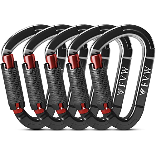 FVW Auto Locking Rock Climbing Carabiner Clips,Professional 25KN (5620 lbs) Heavy Duty Caribeaners for Rappelling Swing Re...