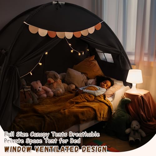 Sherilyn Full Size Bed Canopy Toddler Bunk Bed Tents Dream Tent on Bed Privacy Space Blackout Kids Sleeping Tents Indoor F...
