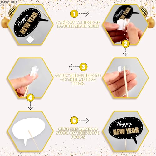 KatchOn, Glitter New Years Photo Booth Props 2026 - Pack of 32 | New Years Eve Photo Booth Props for Happy New Years Decor...