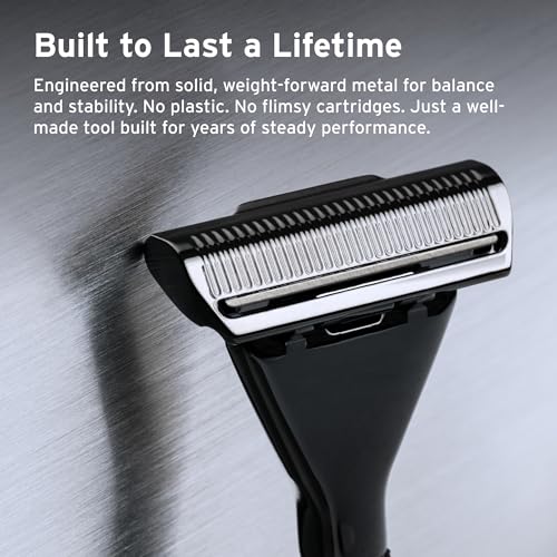 SUPPLY Single Edge Max Razor for Men – Premium Metal Single-Blade Safety Razor with Pivoting Head for Fewer Cuts and Irrit...