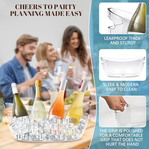 Ice Buckets for Parties, Ice Bucket 2 Pcs Acrylic Champagne Beverage with 2 Ice Bucket Scoop for Champagne Beer Sparkling ...
