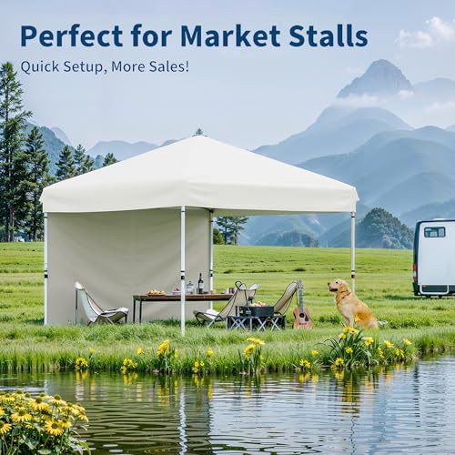 Garvee 10x10 Pop Up Canopy Tent Outdoor Canopy One-Person Set Up Heavy Duty Commercial Instant Tent Shelter, 0-Sidewall