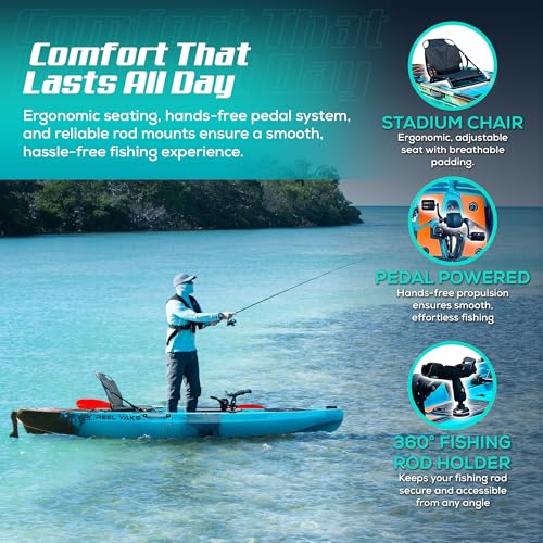 Reel Yaks Rapido Modular Fishing Kayak - 10.8ft Lightweight, Sit On Top Kayak for Adults & Youth - Stable & Portable, Idea...