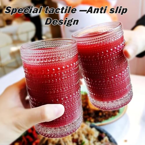 Hobnail Drinking Glasses Set of 8 Glass Cups 12 oz Hobnail Drinking Glasses & 10 oz Cocktail Glasses, Water Glasses Kitche...