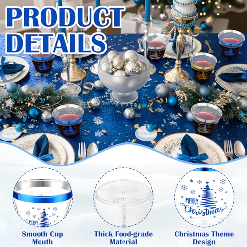 Jingmore 90 Pcs Disposable Christmas Cups 9 oz Hard Plastic Drinking Cups Christmas Tree Clear Wine Glasses Xmas Tree Tumb...