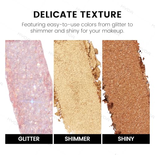 KYDA 10 Colors All Glitter Eyeshadow Palette, Sparkling Sequin Eyeshadow, Shiny Pearl Powder Eye Shadow, Multicolor Glitte...