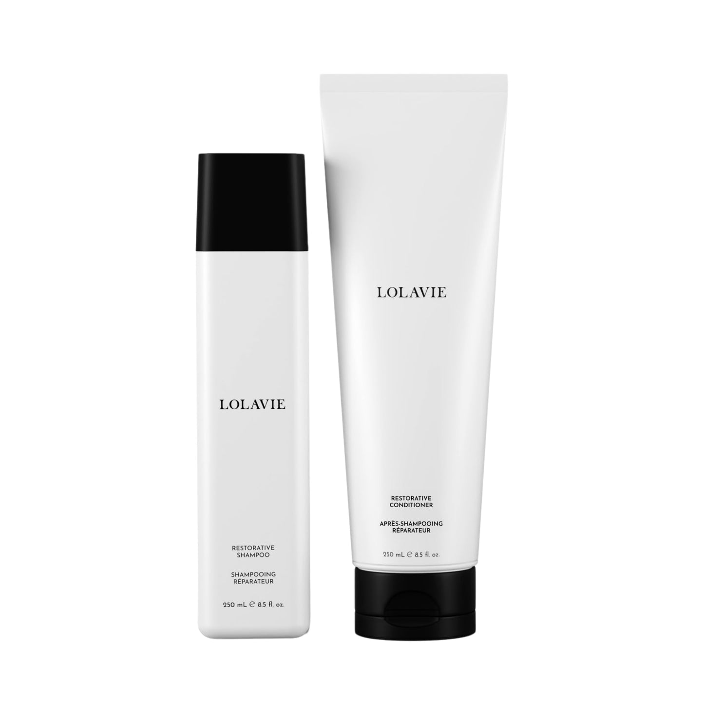 LolaVie Restorative Shampoo (8.5 oz) & Restorative Conditioner (8.5 oz) - Repairs Look of Damage, Protects from Breakage, Reduce