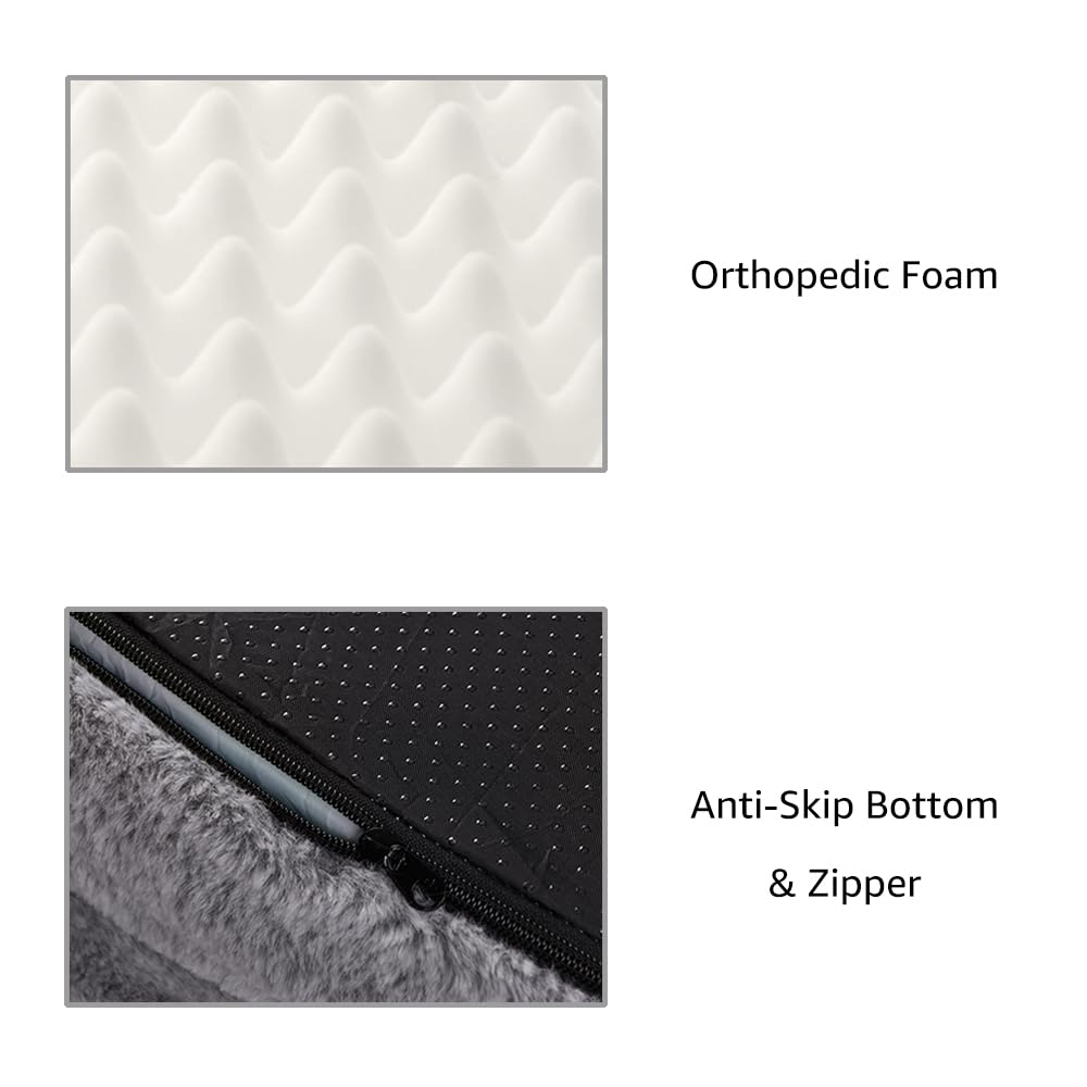 beeNbkks Human Dog Bed for Adult, Giant Extra Large Memory Foam Human Size Pet Bed for People, Fluffy Plush Dog Bed for Human with Storage Pocket Washable Cover Portable Handle Non-Slip Bottom