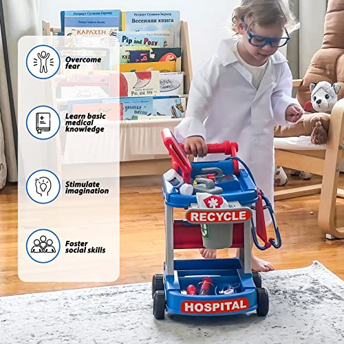 Liberry Doctor Kit for Toddlers Ages 2 3 4 5, Pretend Kids Doctor Playset with Cart, Costume and Stethoscope, Role Play Me...