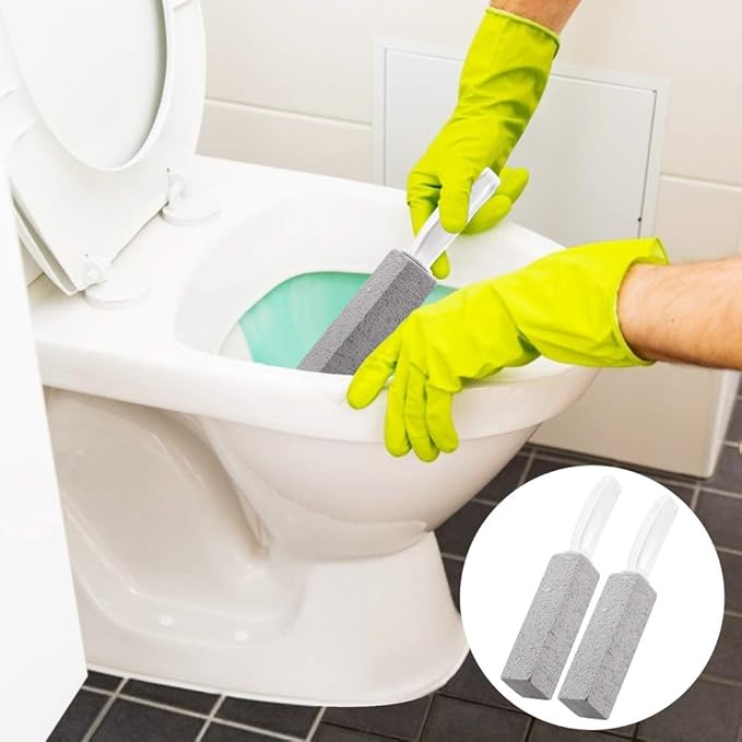 2 Pack Toilet Cleaner Hard Water Build up Remover with Ergonomic Handle, Pumice Stone Cleanning Tool Stain Hard Water Ring Cleaner for Toilet, Pool, Bathroom, Sink