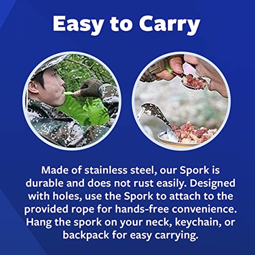 Prep-Right - Multipurpose Spork, Utility Knife, Spoon, Fork, Bottle Opener, and Whistle for Camping Gear and Survival Kit...