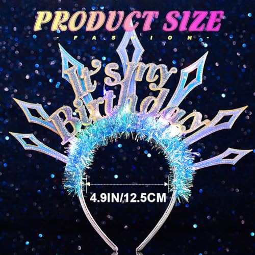 ACEDRE Light Up Happy Birthday Headband Glowing Led Birthday Party Crown Rave Costume Hair Accessories for Women