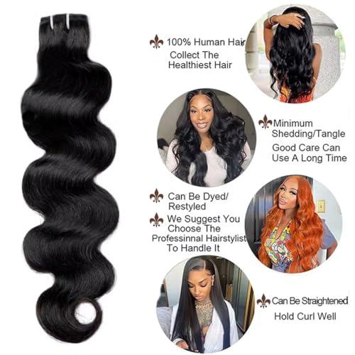 Human Hair Bundles Body Wave Bundles Human Hair 12A Grade 100% Unprocessed Brazilian Virgin Hair 3 Bundles Human Hair Extensions for Black Women Natural Color 20 20 20 Inch