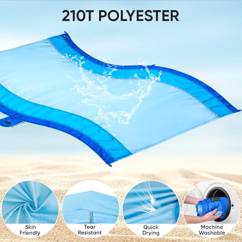 PTEROMY Beach Blanket Waterproof Sandproof, 84" X 84"Extra Large Beach Mat with Storage Bag, Quick Drying Lightweight, 6 S...