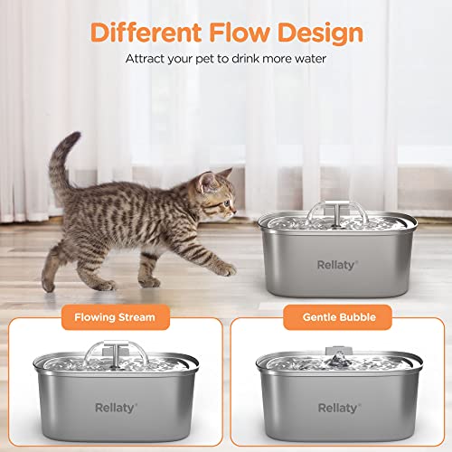 Cat Water Fountain Stainless Steel: 3.2L/108oz Pet Fountain Water Bowl Dog Drinking Dispenser Cat Feeding & Watering Suppl...