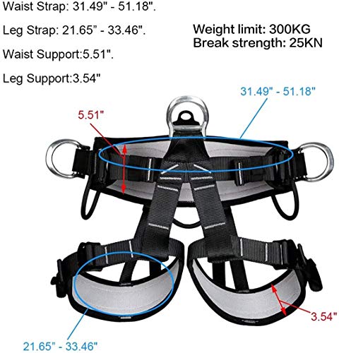 HandAcc Climbing belts, Thicken Professional Safety Belt with Magnesium Alloy Connection Ring, Outdoor Momentum Belt for R...