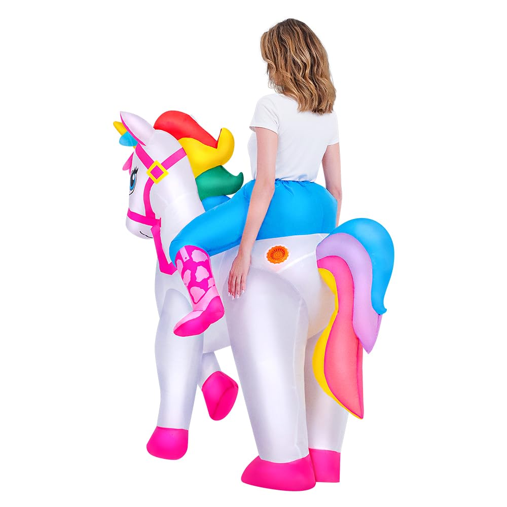 KOOY 2025 Inflatable Unicorn Costume Adult, Blow Up Ride On Unicorn Costume Funny Halloween Costumes Party, Halloween Costumes for Women Christmas