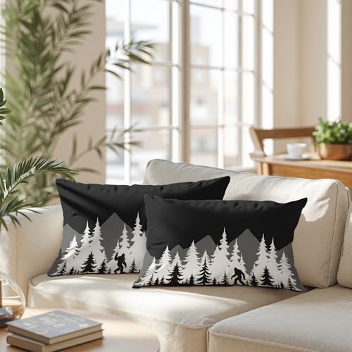 GTYNU Funny Bigfoot Sasquatch Forest Throw Pillow Covers 12x20 Set of 2,Camper Decor Pillowcase,Camping Camper Bigfoot Gif...