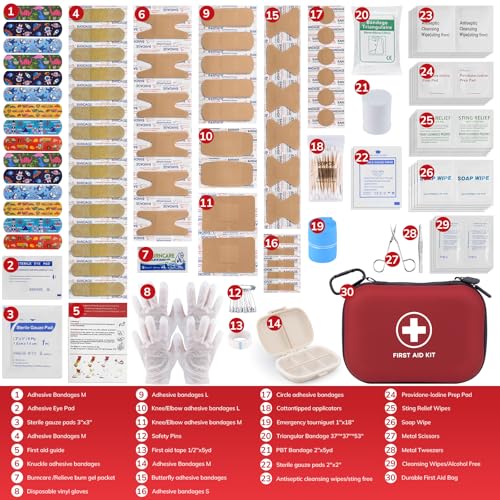 Gifts for Men Christmas Mini First Aid Kit - 144pcs Emergency Medical Kit with Water-Resistant Hard Case for Home, Travel,...