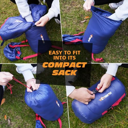 Yotruth Lightweight Down Mummy Sleeping Bag with 650-FP Duck Down, Ideal for Camping and Backpacking, Durable Ripstop Nylo...
