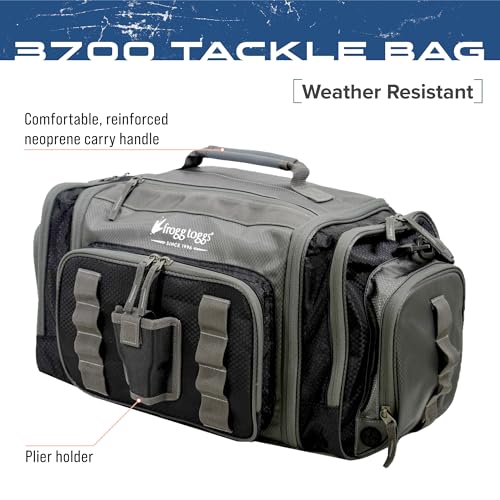 FROGG TOGGS Heavy Duty Fishing Tackle Duffle Bag, Includes Bait Trays, Blue, 3600