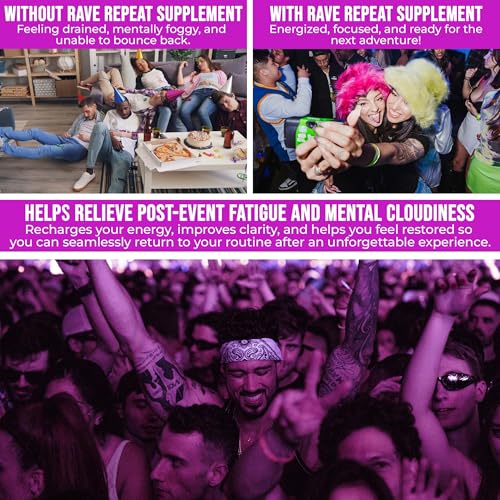 Pre-Rave Supplement - 5-HTP Free Rave Vitamins with CoQ10, Magnesium, Green Tea - Festival Essentials for Energy, Wellness...