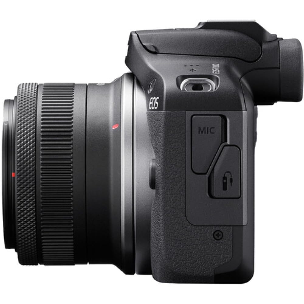 Canon EOS R100 Mirrorless Camera with RF-S18-45mm F4.5-6.3 IS STM Lens Kit, 24.1 Megapixel CMOS (APS-C) Sensor, 4K Video, RF Mount | Black Bundled with 64GB Memory Card & Camera Shoulder Bag (3 Items)