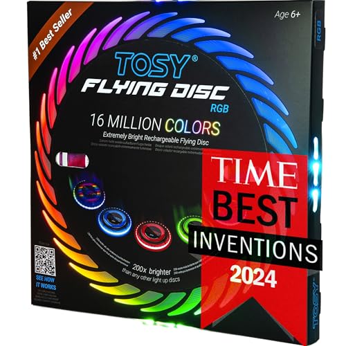 TOSY Flying Disc - 108 RGB Multicolor or 36 Monocolor LEDs, Super Bright, Smart Modes, Christmas Stocking Stuffers Gift, C...