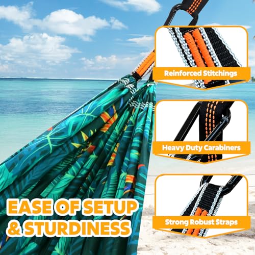 NATUREFUN Ultra-Light Travel Camping Hammock | 300kg Load Capacity,Breathable,Quick-Drying | 2 x Premium Carabiners,2 x Ny...
