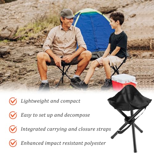 KKONHII 2PCS Portable Folding Camping Stool,Travel Outdoor Tripod Seat,Black Folding Camping Chairs for Camping Party Picn...
