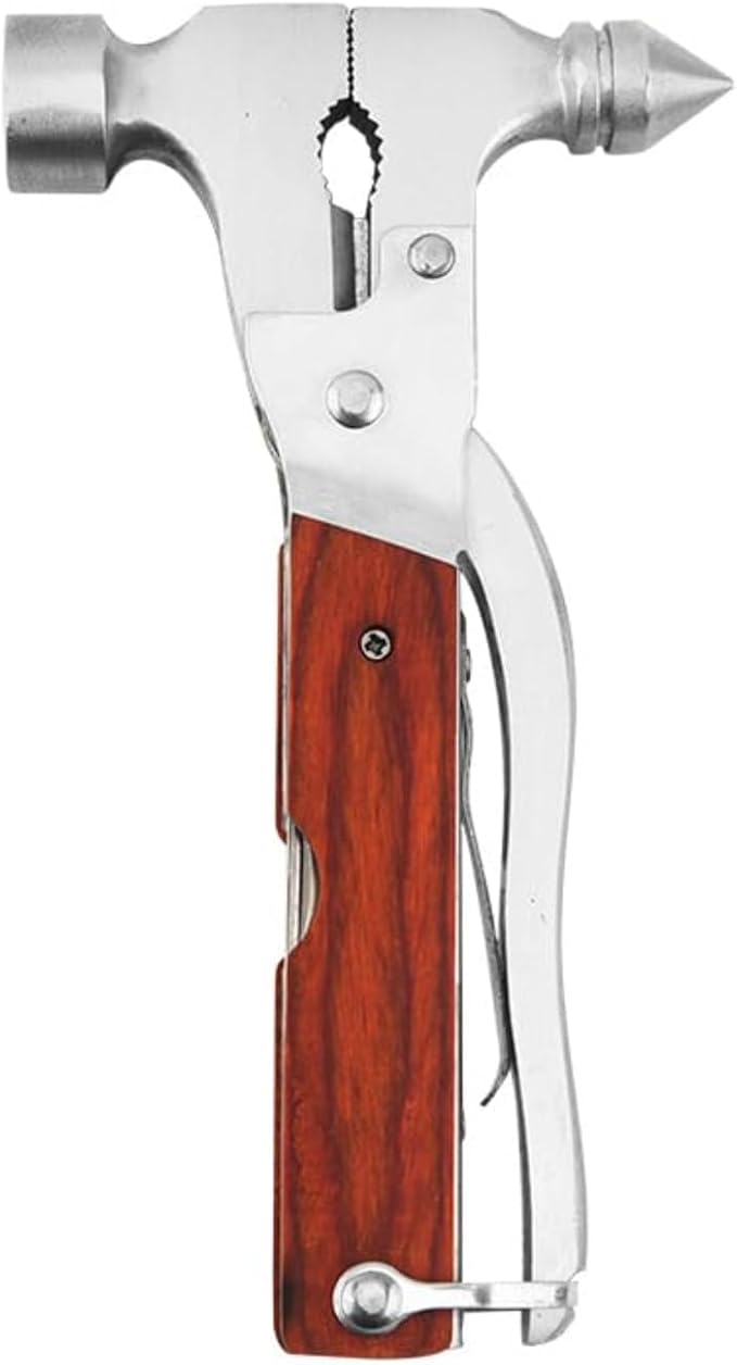 Premium 14-in-1 Hammer Multipurpose Tool for the Home, Camping Equipment, and Work, Hammer, Pliers, Survival Knife, & More-E