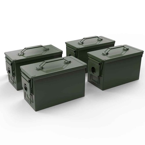 HARDROCK Ammo Can Metal Ammo Box Storage Crate case for Shotgun Bullet Rifle Nerf Ammunition Waterproof case-Gard Organizer (50 Caliber-Green-4pcs)