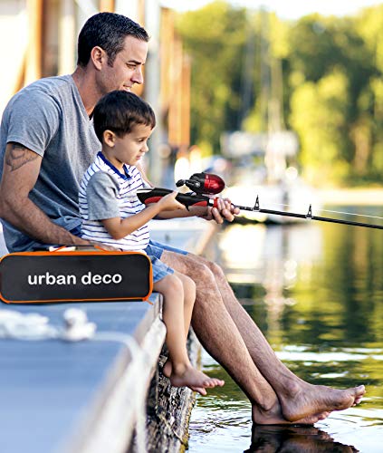 Urban Deco Kids Fishing Pole Set Portable Telescopic Kids Fishing Rod and Reel Combo Kit with Tackle Box for Beginners, Bo...