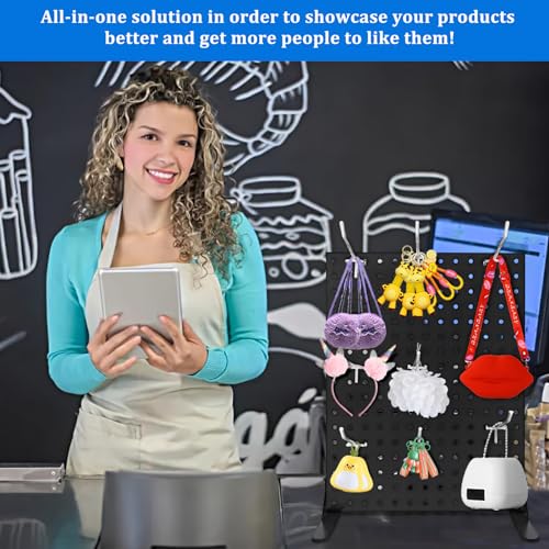 Uppcasir Pegboard Display Stand with 10 Hooks for Craft Shows, Metal Jewelry and Key Ring Retail Display Racks for Selling...