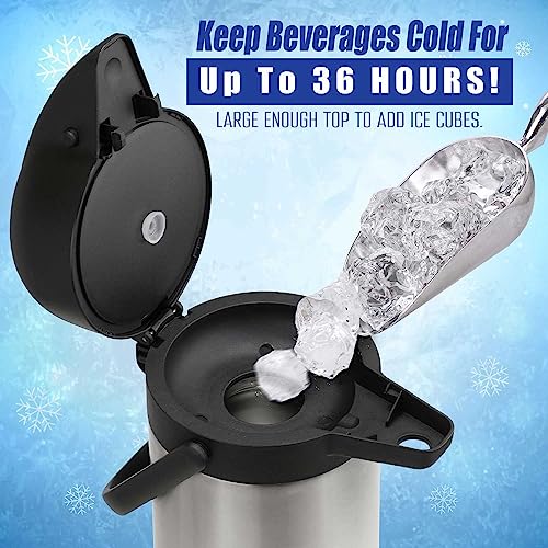 Coffee Carafe for Keeping Hot - 102oz/3L Airpot Coffee Dispenser with Pump - Insulated Stainless Steel Hot Beverage Dispen...