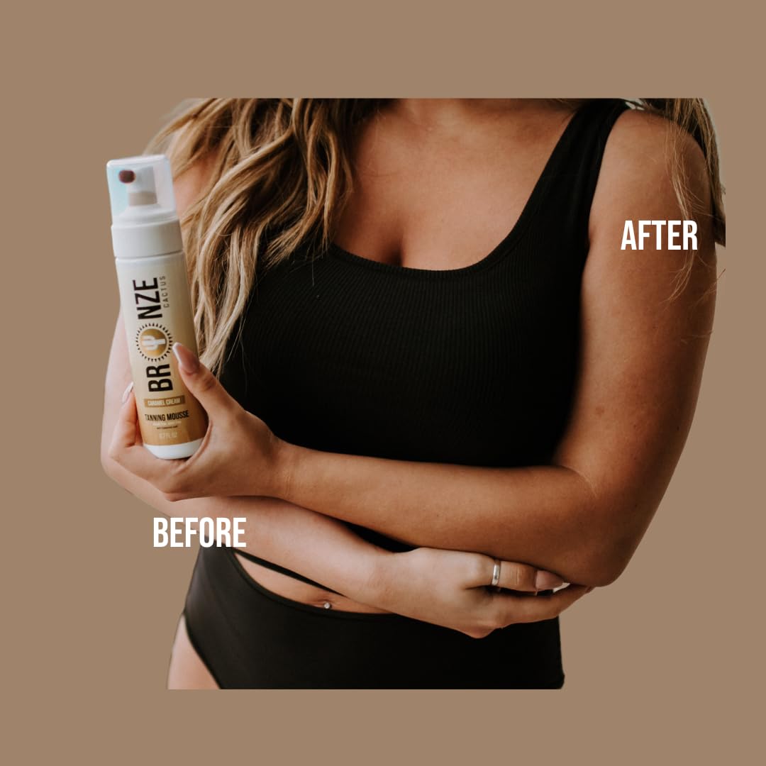 Bronze Cactus Caramel Cream Tanning Mousse | Easy Application & Instant Gratification | Dries Immediately Without Leaving You St