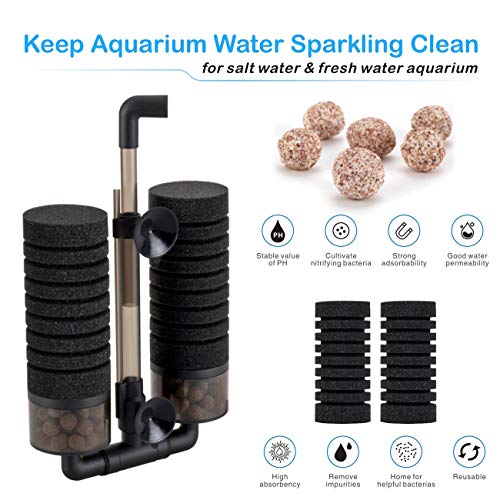 hygger Aquarium Double Sponge Filter for Fresh Water and Salt-Water Fish Tank (M)