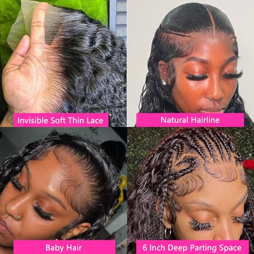 13x6 Deep Wave Lace Front Wigs Human Hair Pre Plucked 180% Density 13x6 HD Lace Frontal Deep Curly Lace Front Wigs for Women Curly Human Hair Wig Glueless Deep Wave Frontal Wigs with Baby Hair 22Inch