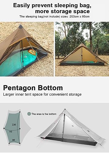HITUGU 3F UL Gear Lanshan PRO Lanshan Ultralight Tent Ultralight Tent 3-Season Backpacking Tent for 1-Person or 2-Person C...