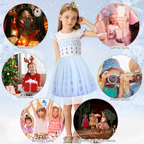 HenzWorld Princess Dress up for Girls Birthday Party Outfits Halloween Costumes for Kids Princess Costumes Tulle Tutu Dress