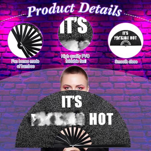 Vercraft 13'' Large Folding Fans for Line Dancing Glitter Large Rave Hand Fan Boots on the Ground Clack Rave Fan for Women...
